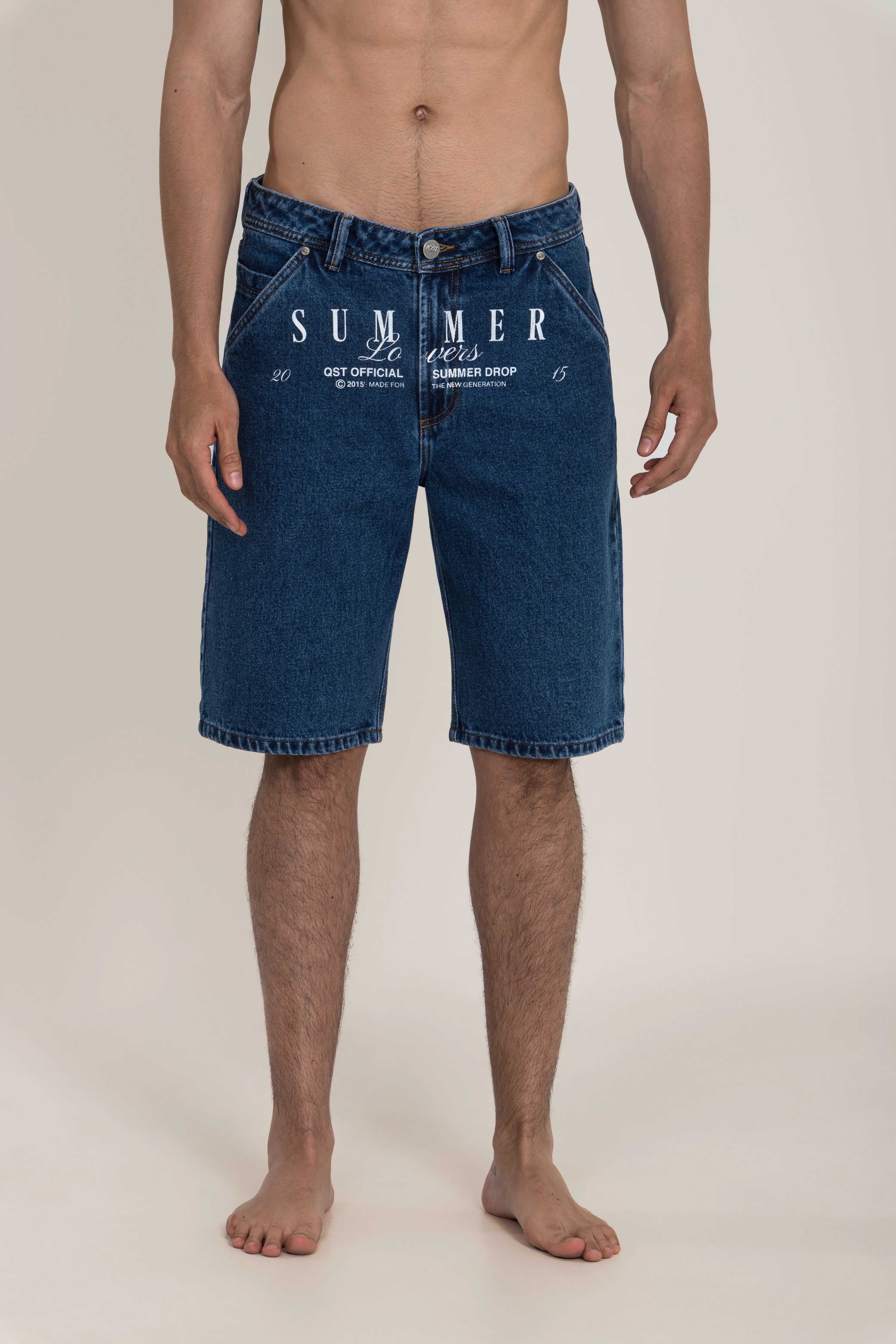 BERMUDA TIPO CHINO COLOR AZUL MEDIO OSCURO - QST