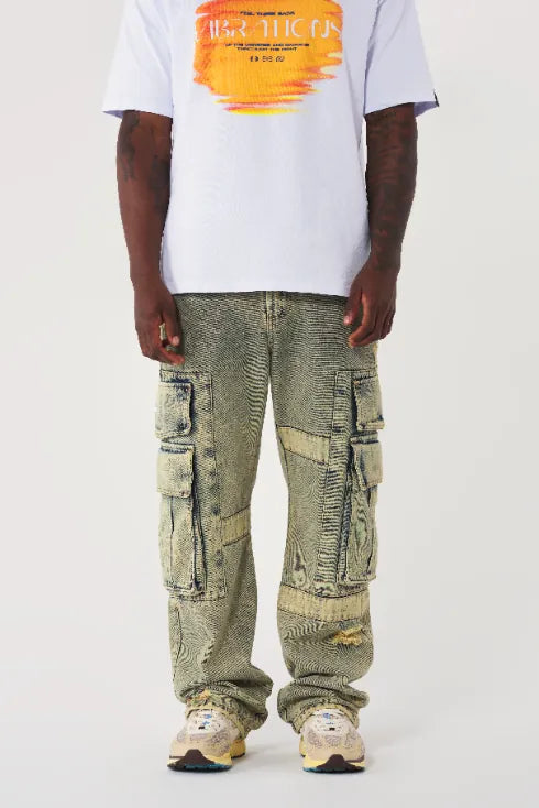 JEAN CARGO COLOR AZUL MEDIO EMPOLVADO