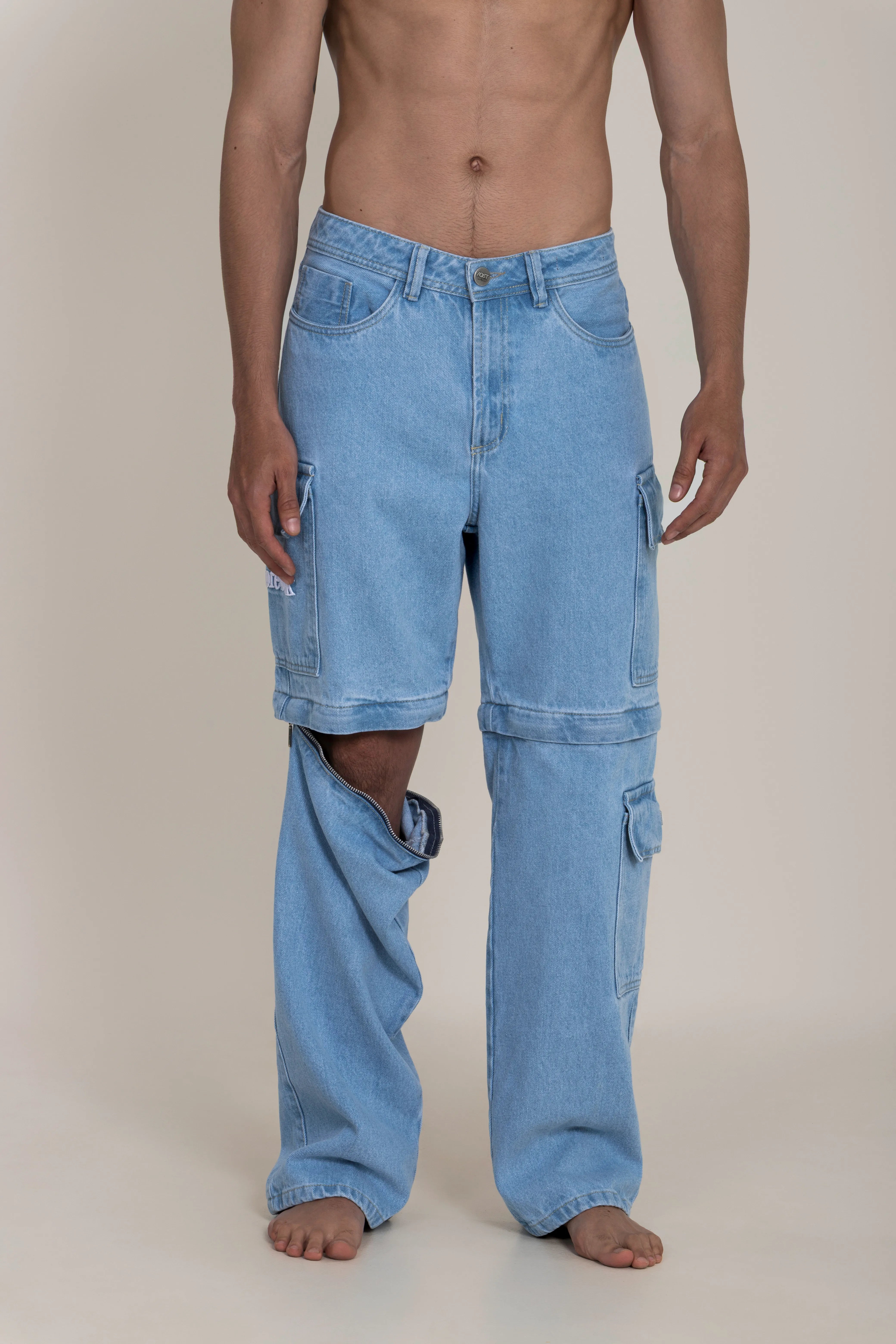 JEAN CARGO COLOR AZUL HIELO - QST