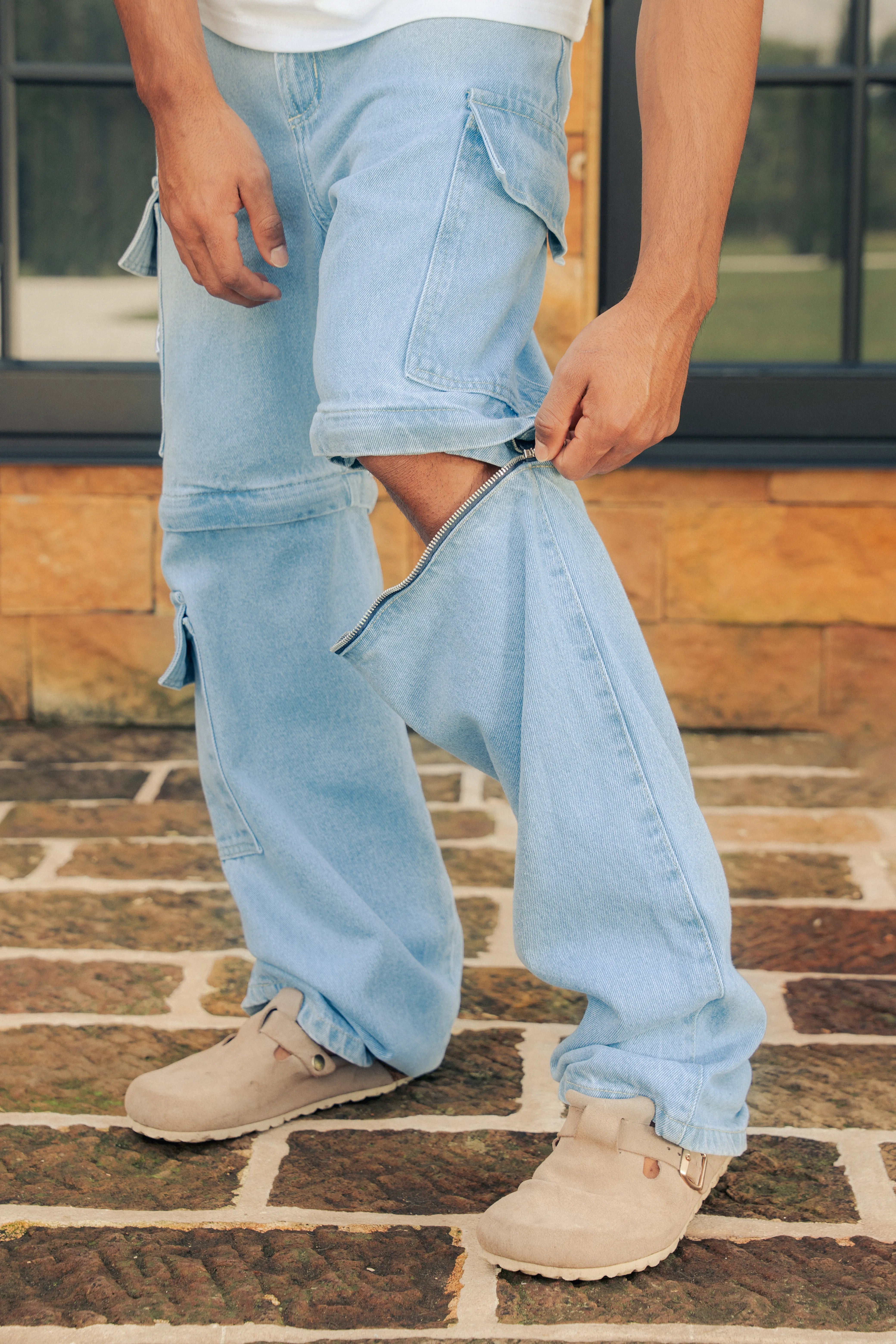 JEAN CARGO COLOR AZUL HIELO - QST