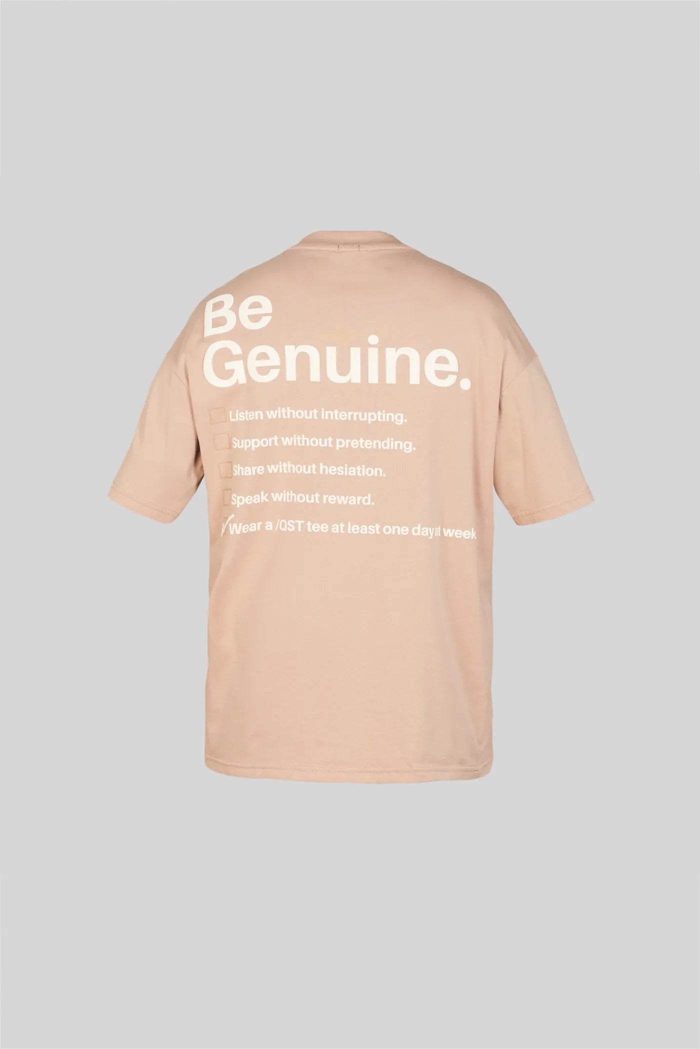 CAMISETA OVERSIZE WARM TAUPE ESTAMPADO BE GENUINE