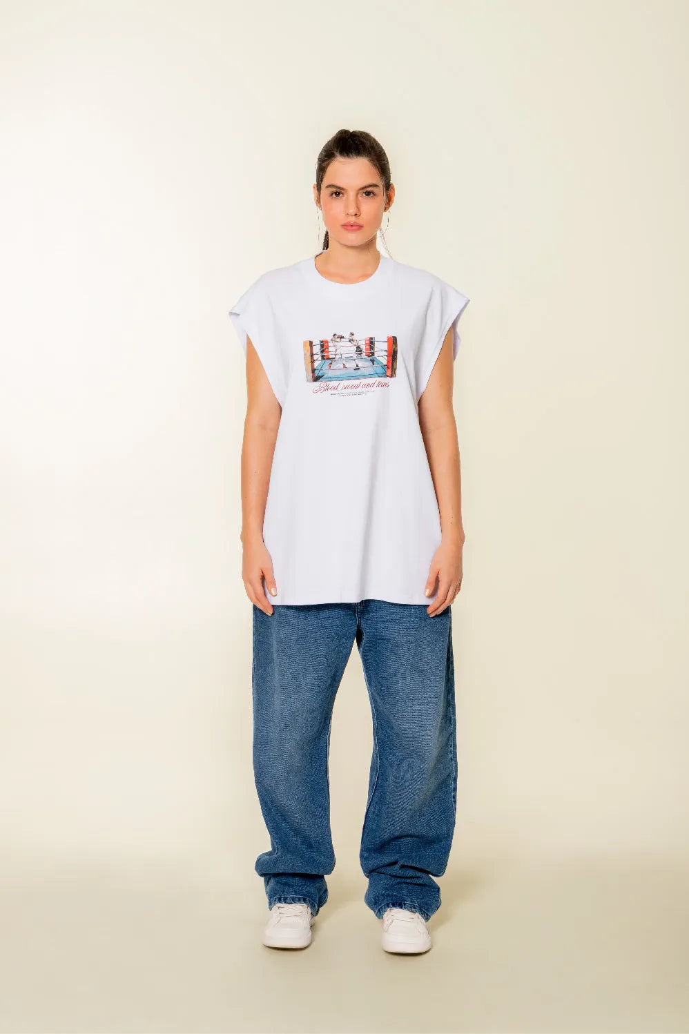 CAMISETA MANGA SISA COLOR BLANCO OPTICO