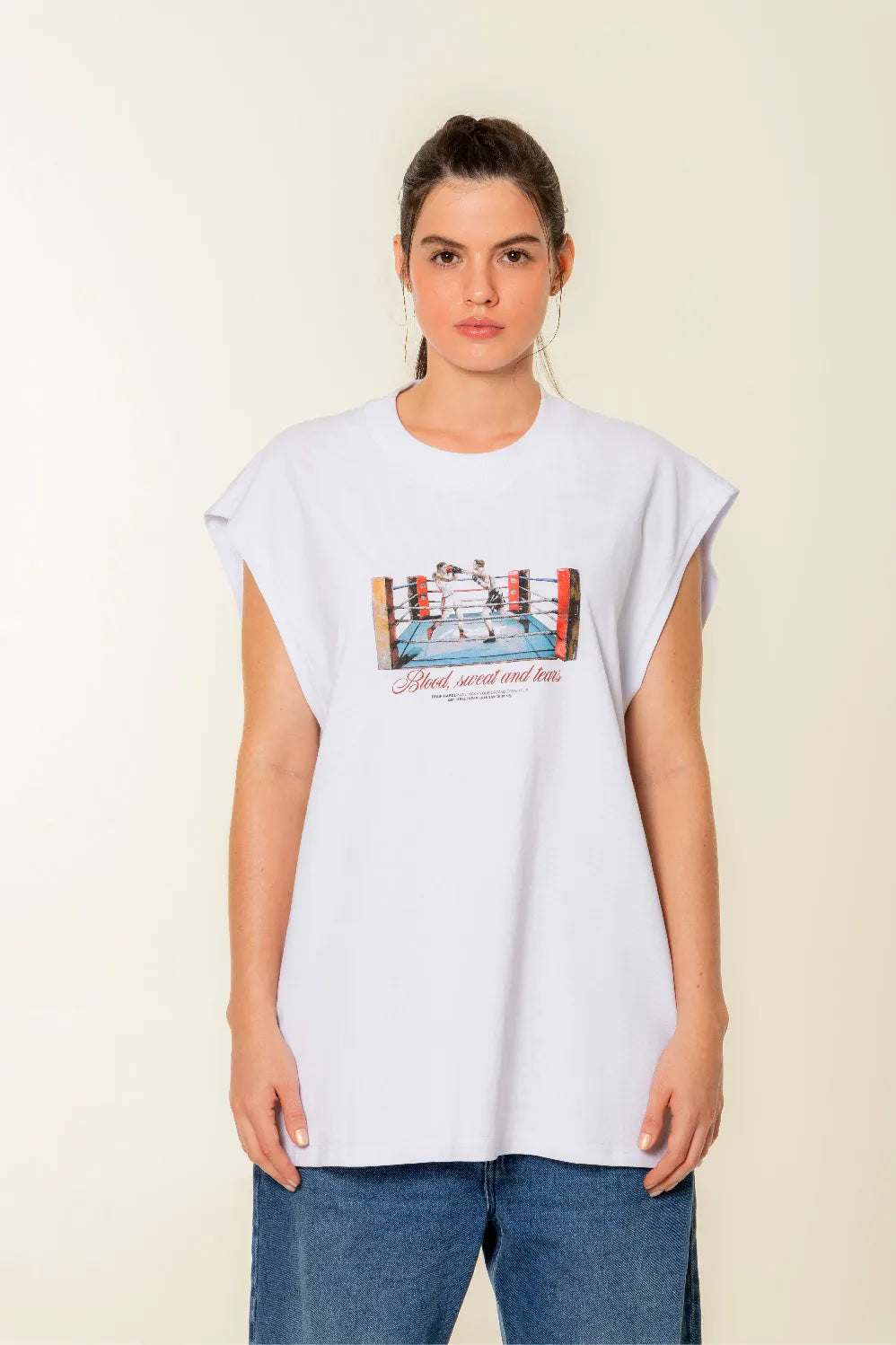 CAMISETA MANGA SISA COLOR BLANCO OPTICO