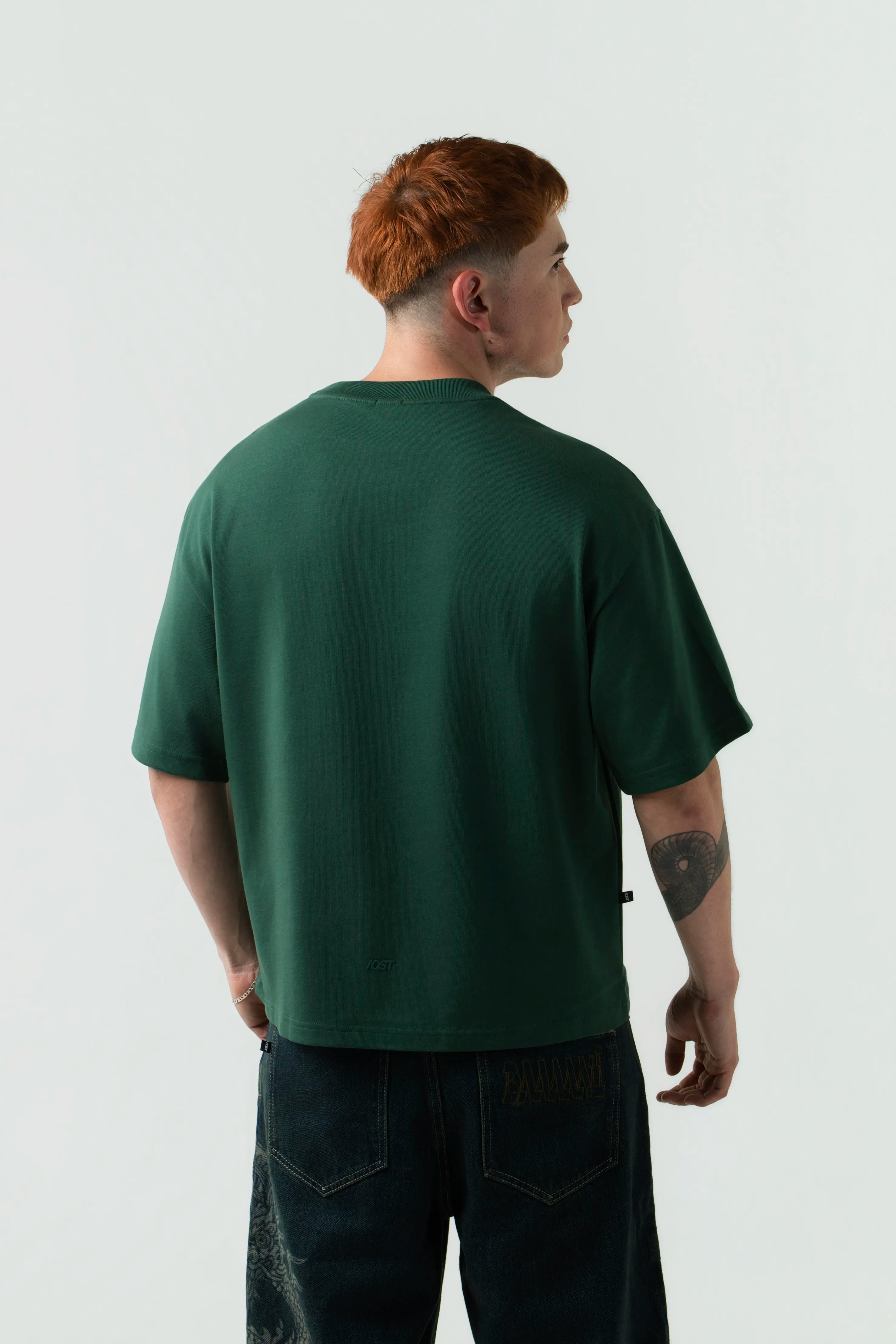 CAMISETA MANGA CORTA COLOR VERDE MONTAÑA
