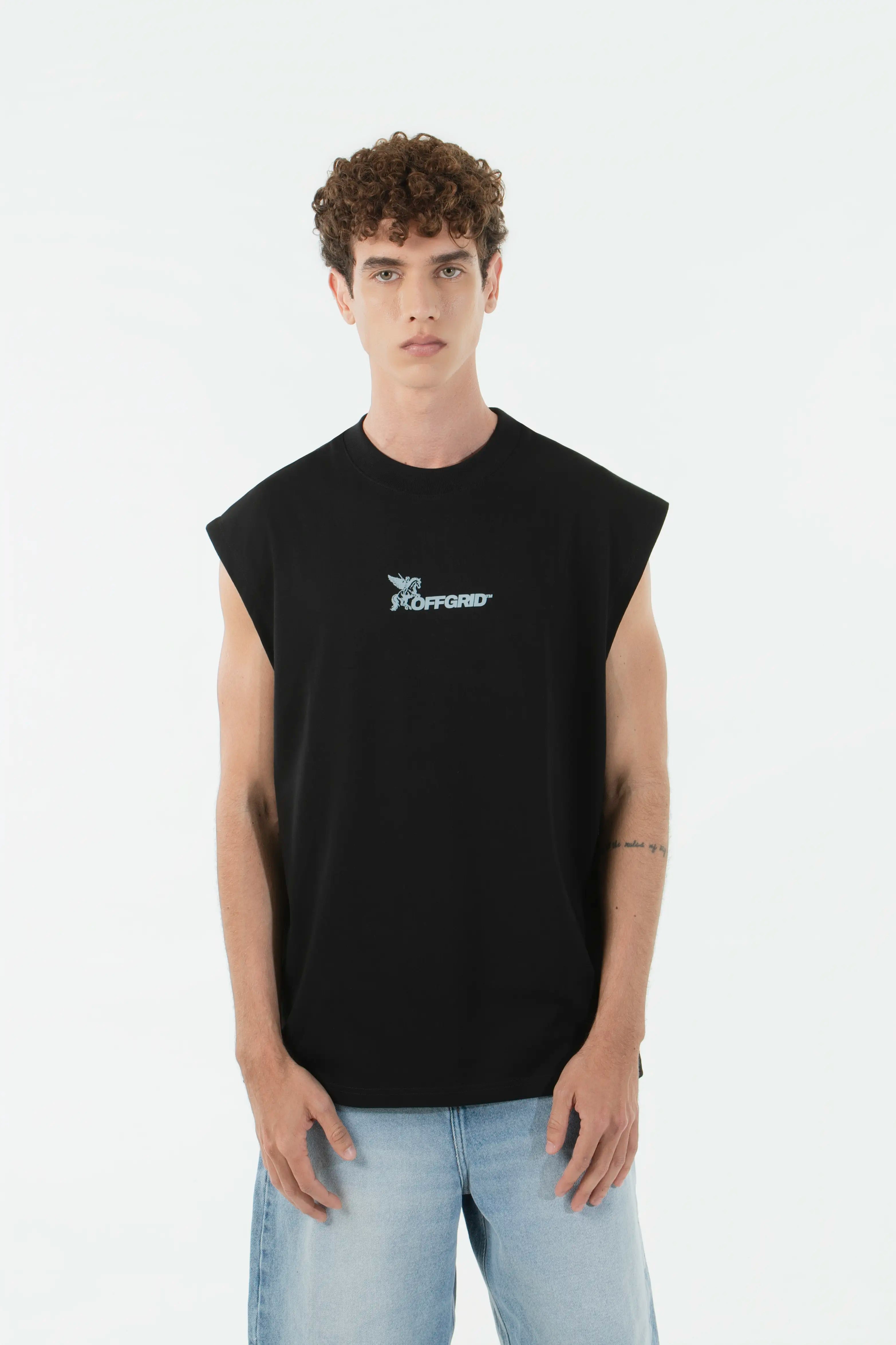 CAMISETA MANGA SISA COLOR NEGRO