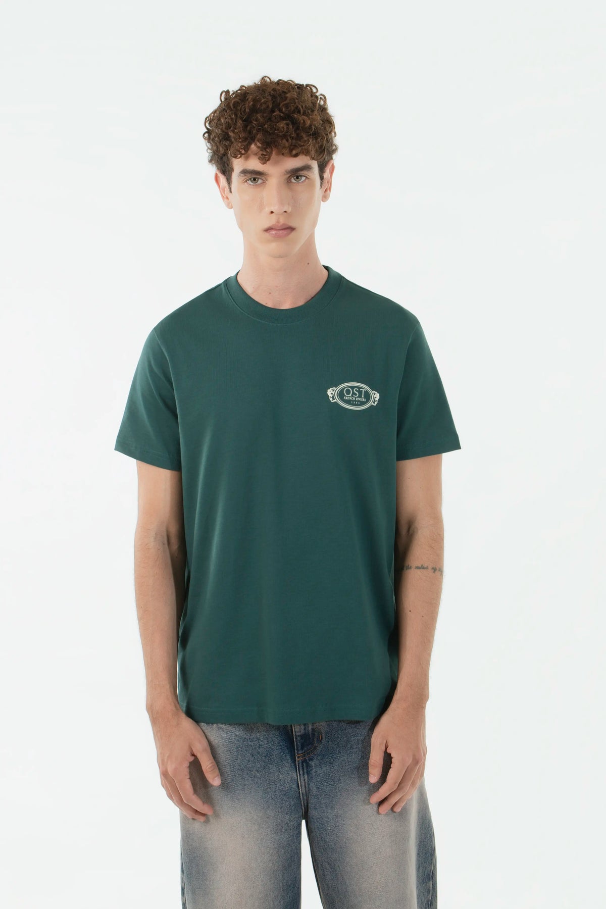 CAMISETA MANGA CORTA COLOR VERDE BOTELLA