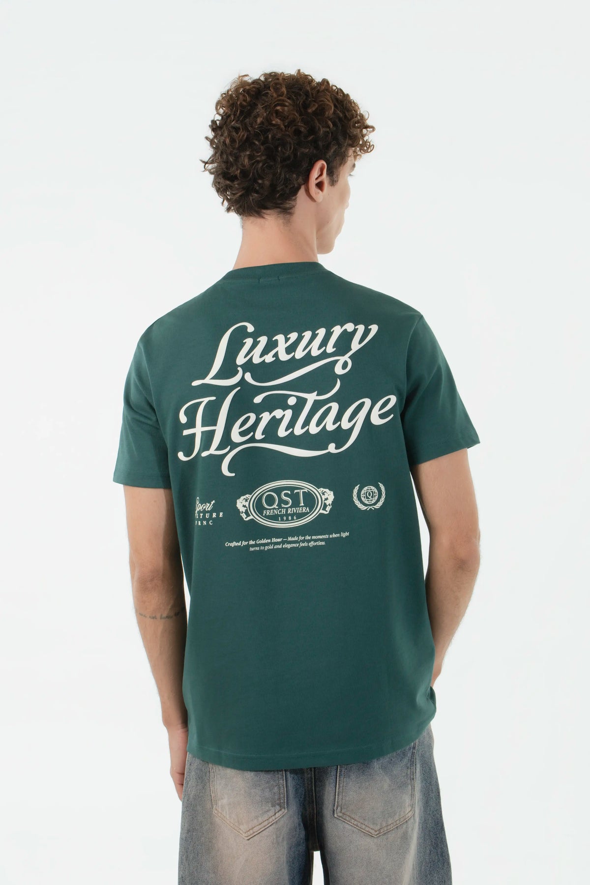 CAMISETA MANGA CORTA COLOR VERDE BOTELLA