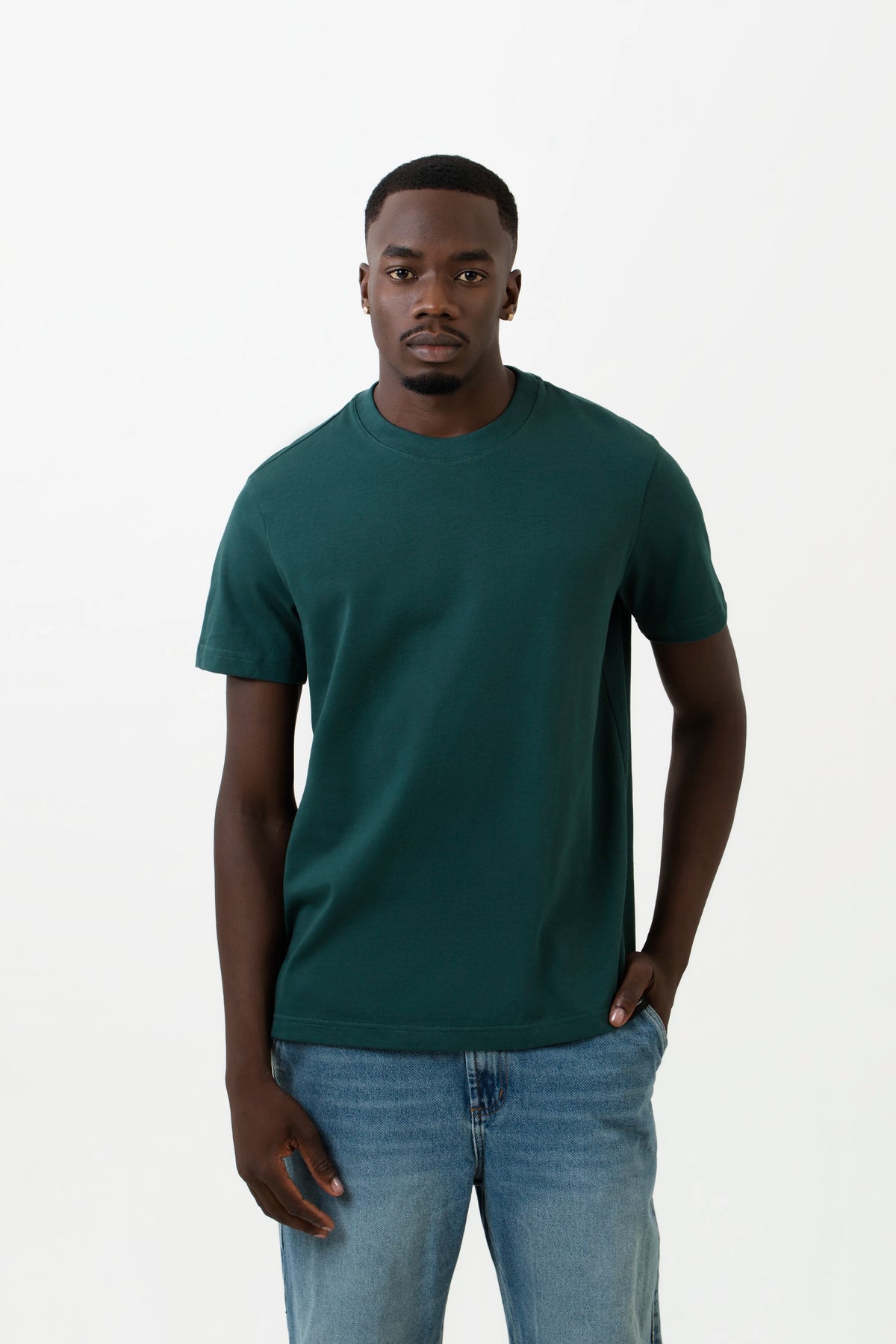 CAMISETA MANGA CORTA COLOR VERDE BOTELLA