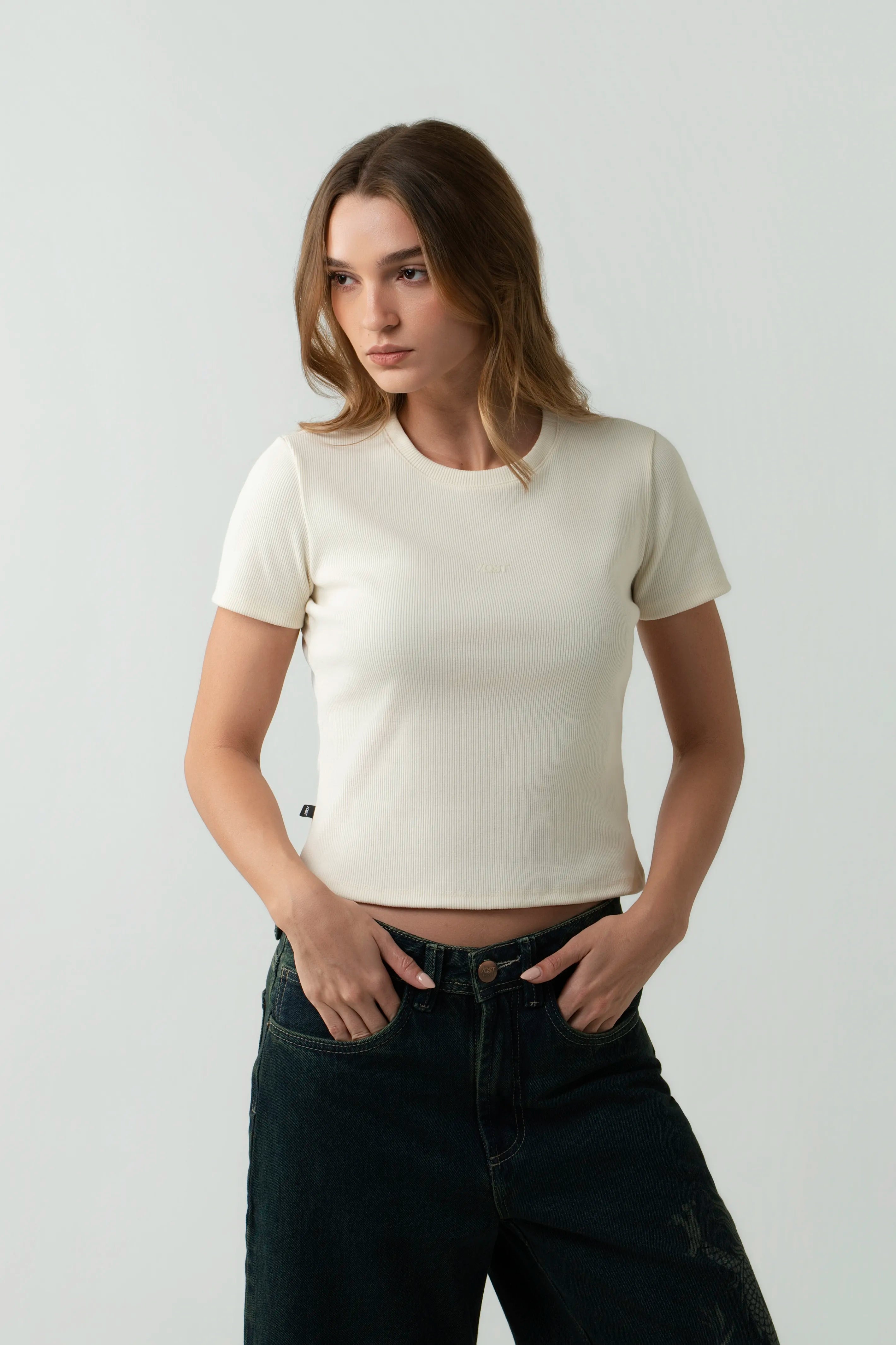 CAMISETA MANGA CORTA COLOR IVORY