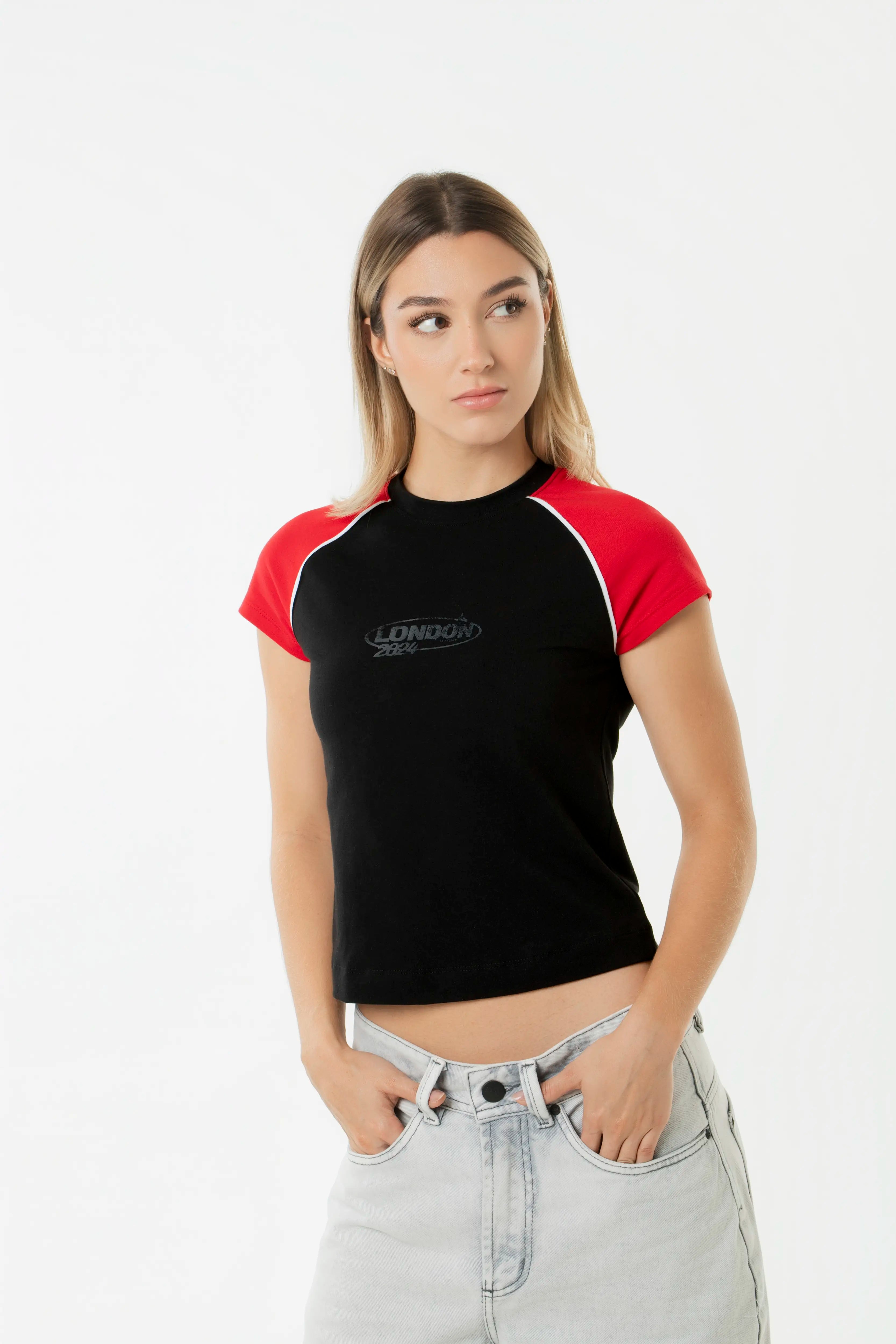 CAMISETA MANGA CORTA COLOR NEGRO
