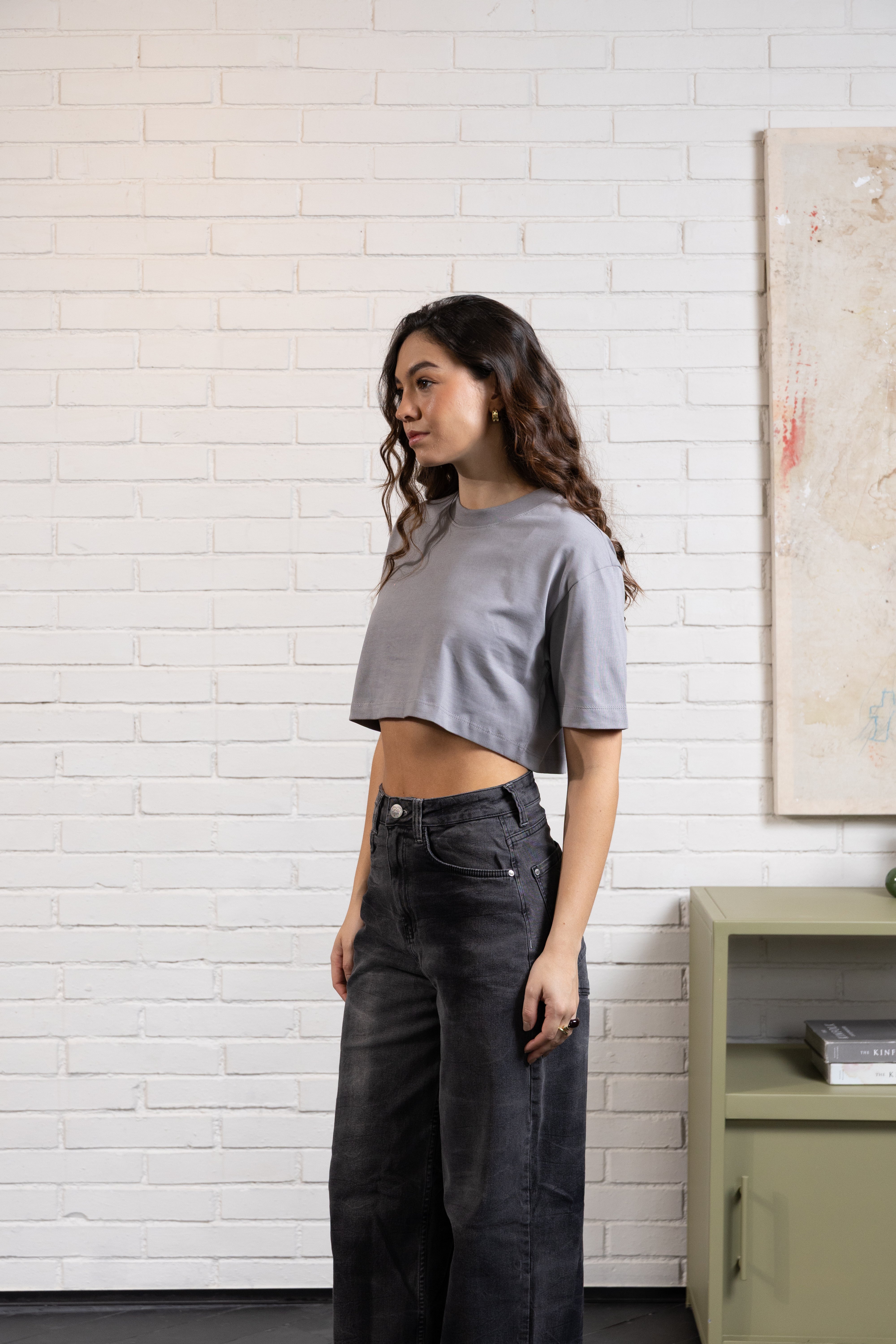 CAMISETA MANGA CORTA COLOR GRIS AVE