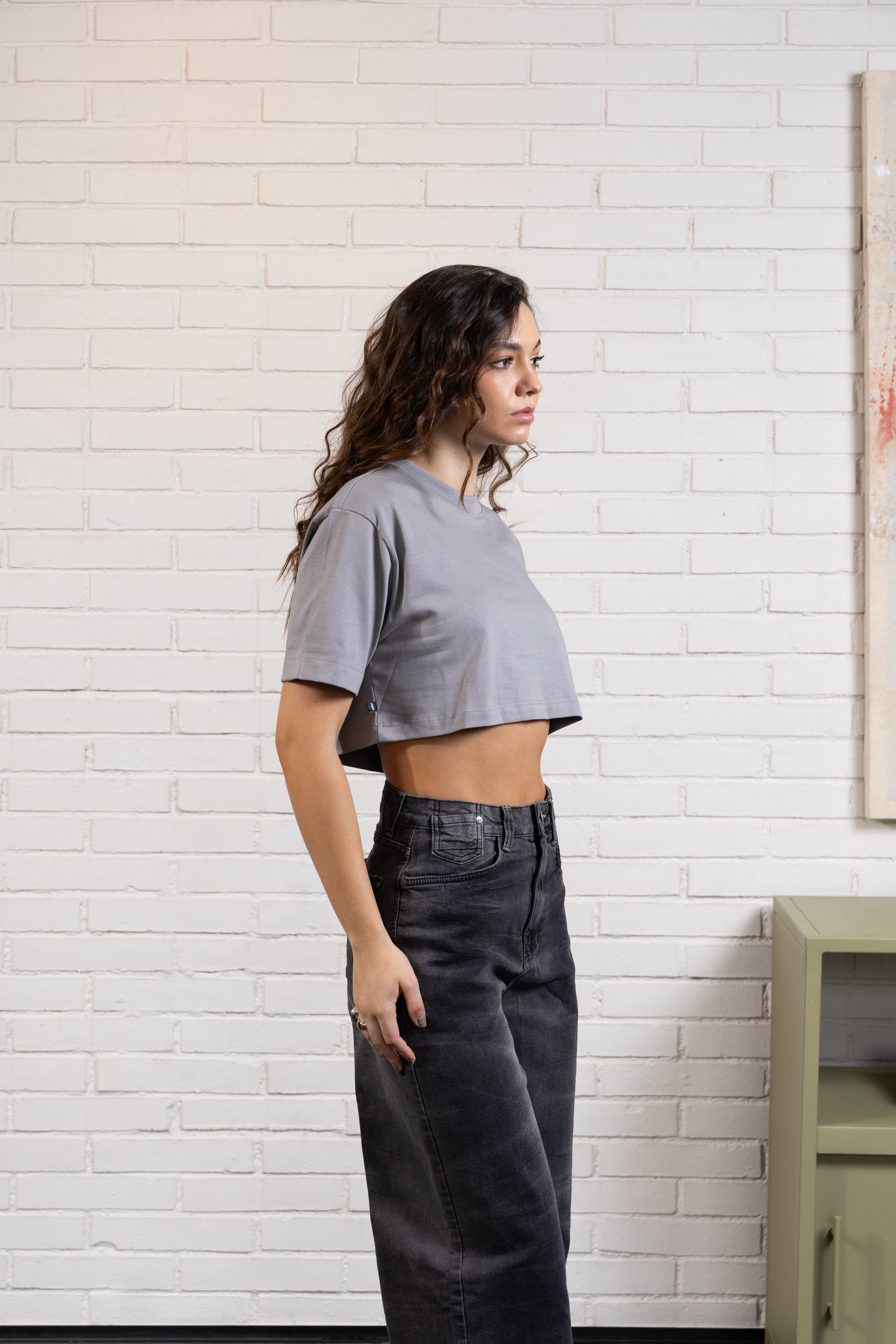 CAMISETA MANGA CORTA COLOR GRIS AVE